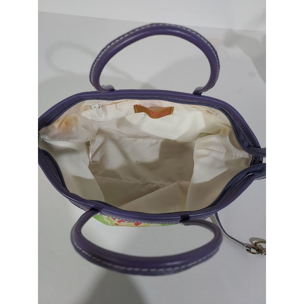 Purse Small Tracie Godi Goove Boho Floral Bag Lime Green Purple Vintage 1990 - Picture 14 of 15